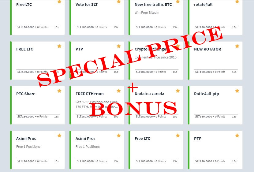 SPECIAL PTC ADS OFFER!
30 DAYS - 10 000 SLT ONLY! 
sltads.com