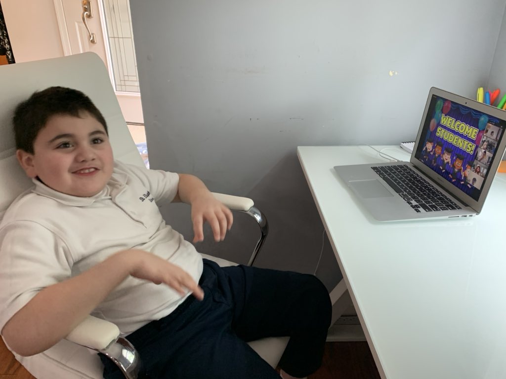 PKBurchick's tweet image. So proud of our little guy! Officially a kindergarten graduate 👨🏻‍🎓. After today’s Zoom graduation ceremony, his amazing teachers came to visit him to deliver his certificate and a basket of goodies! #StEsStrong #ProudParents @StEsRockville @rlburchick