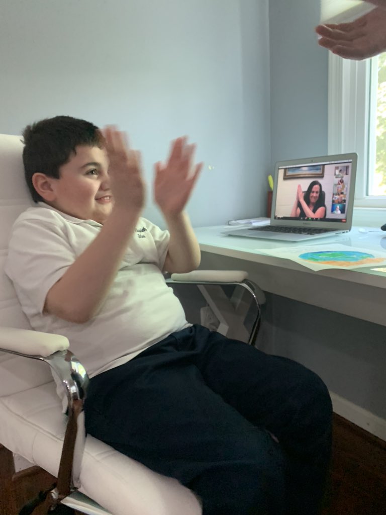 PKBurchick's tweet image. So proud of our little guy! Officially a kindergarten graduate 👨🏻‍🎓. After today’s Zoom graduation ceremony, his amazing teachers came to visit him to deliver his certificate and a basket of goodies! #StEsStrong #ProudParents @StEsRockville @rlburchick