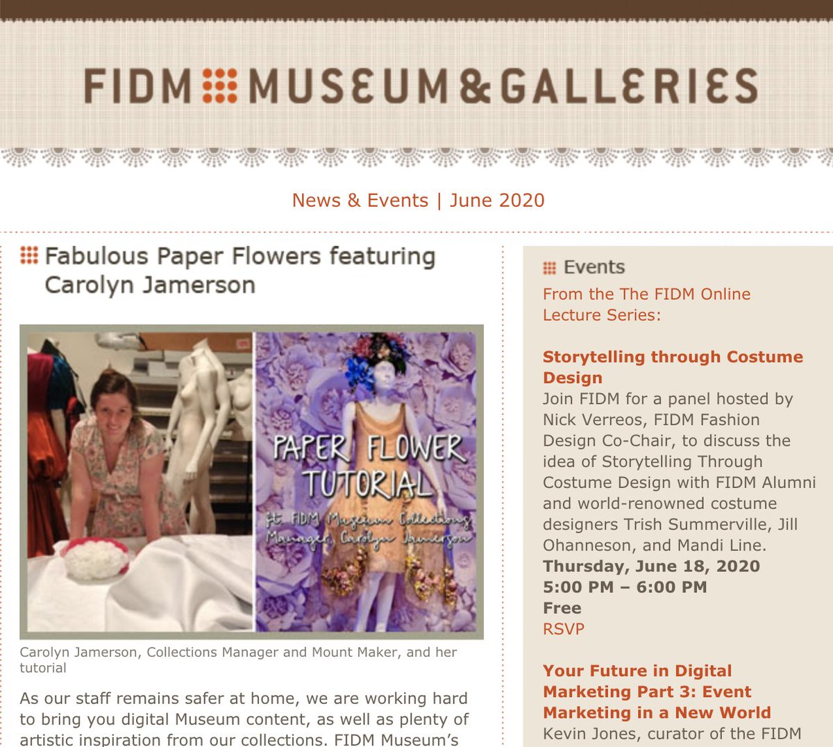We are at home working hard to bring you digital Museum content, as well as plenty of artistic inspiration from our collections.
Lots going on -- and you can read all about it in the new FIDM Museum Newsletter.
<a href="/FIDM/">FIDM</a> <a href="/FIDMMuseum/">FIDM Museum</a> in #dtla

ow.ly/d0w350zY6rd
