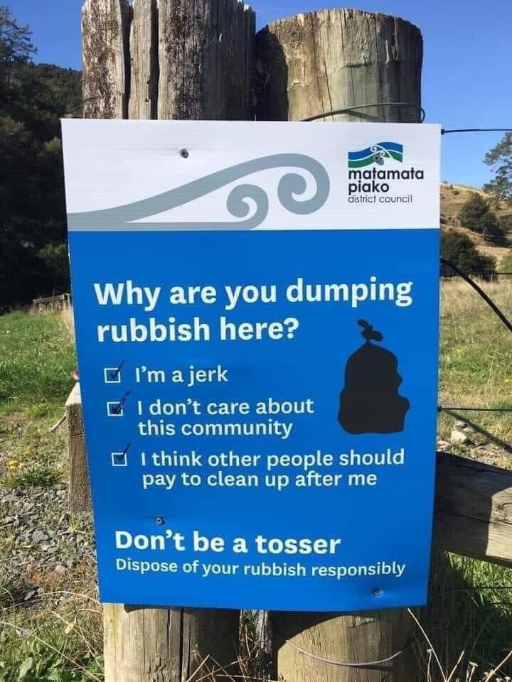 GibbRona's tweet image. Loving this sign I saw on a Facebook from New Zealand. Maybe we need a more direct approach like this for here?! Just a thought 🤔