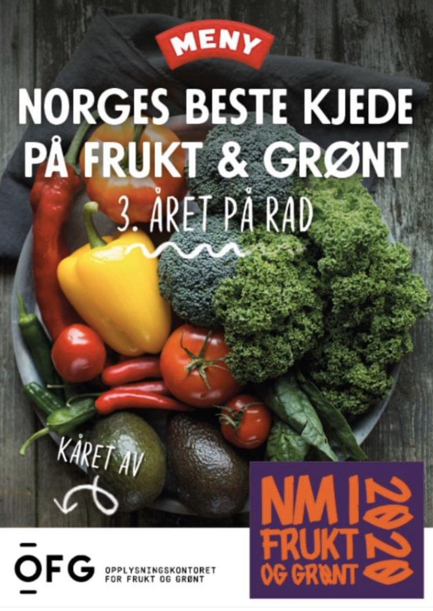 vkjuus's tweet photo. Opplysningskontoret for Frukt og Grønt har for 3.året på rad kåret #MENY til Norges beste kjede på Frukt &amp; Grønt!🥇Helt rått 🤪 og veldig ydmyk over den innsatsen våre matarbeider gjør hver eneste dag! GRATULERER alle sammen! https://t.co/p0eBvVdWdf