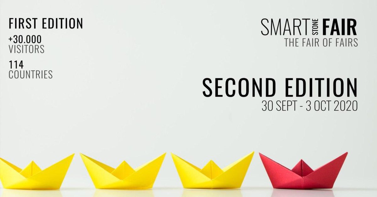 StoneCash_net's tweet photo. The first edition saw the participation of more than 30k people from 114 countries.
Save the date 30 SEPT - 3 OCT 2020
#SMARTFAIR Second Edition
#SMARTFAIR #stone #marble #machinery #diamondtools #technologies #stoneindustry #thefairoffairs https://t.co/Ny9SzoFKw8