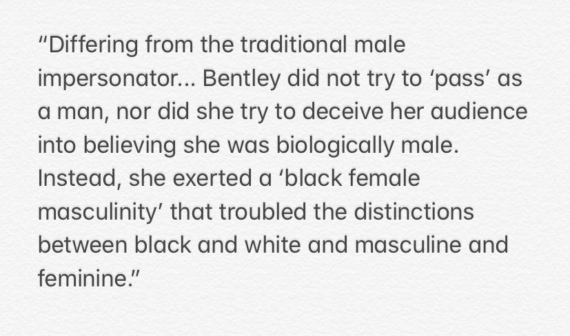 Bentley was a significant and inspiring figure for the LGBT community and African Americans. Below is a quote from a book by James Wilson about the Harlem Renaissance that perfectly sums up her revolutionary masculinity.