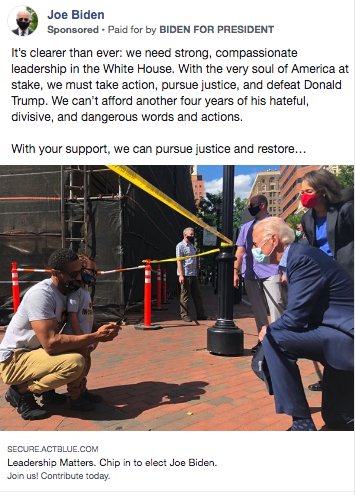 GetBoosterCo's tweet photo. @JoeBiden is back up using FB ads and here is his latest #Biden2020 https://t.co/gzu8YpGzQN
