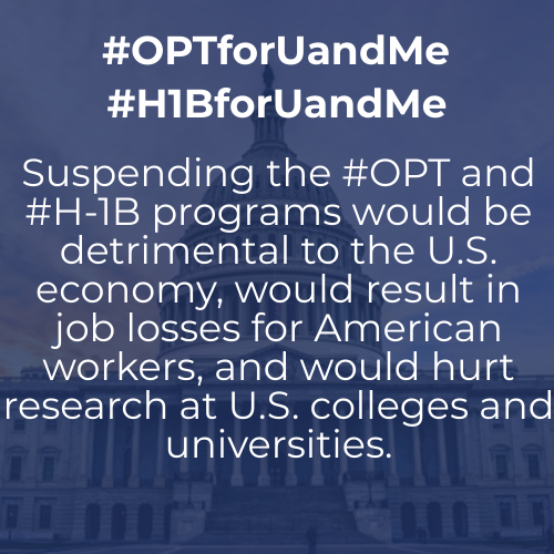 RitwikGrover's tweet photo. @WhiteHouse Suspending the #OPT and #H-1B programs would be detrimental to the U.S. economy, would result in job losses for American workers, and would hurt research at U.S. colleges and universities. #OPTforUandMe #H1BforUandMe #OPTandH1BforUandMe
#NAGPS4U https://t.co/Z9gTJAAgbM