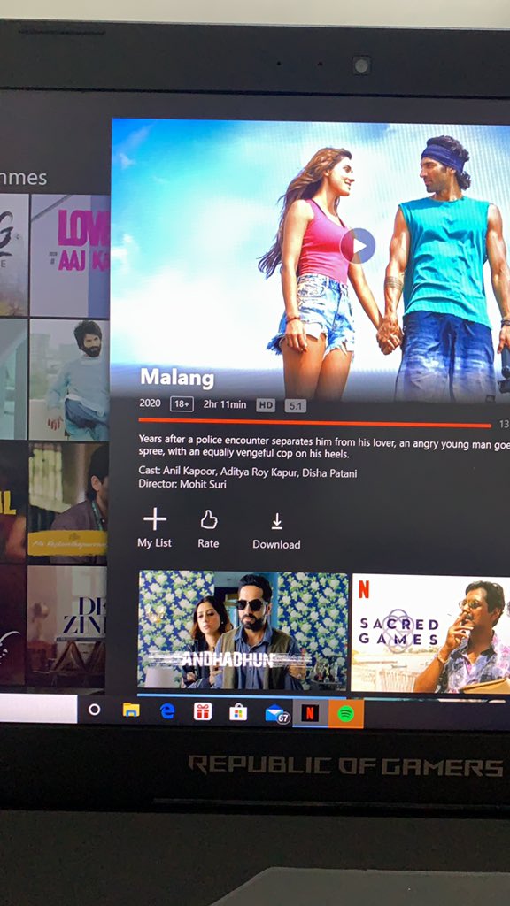 Saw #Malang today. Can’t get over how good the cinematography, directionand performances are. Also, big ups for the BG score and editing too 👍👍👍👍 @mohit11481 @jayshewakramani @luv_ranjan @LuvFilms @KaranDarra @siddharthatha @itsBhushanKumar