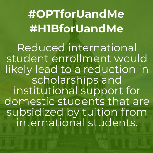 RitwikGrover's tweet photo. @WhiteHouse Reduced international student enrollment would likely lead to a reduction in scholarships and institutional support for domestic students that are subsidized by tuition from international students. #OPT #H1B #OPTandH1BforUandMe #OPTforUandMe #H1BforUandMe #NAGPS4U https://t.co/htiKntNCfO