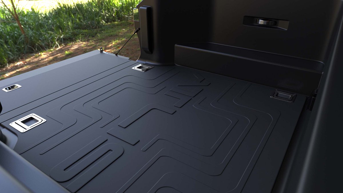 NxuInc's tweet image. Your toolbox just got bigger. The XT pickup has a washable frunk (front trunk) with power outlets and tie-down points so you never have to leave those power tools behind again. 

#TeamATLIS #PoweringWork