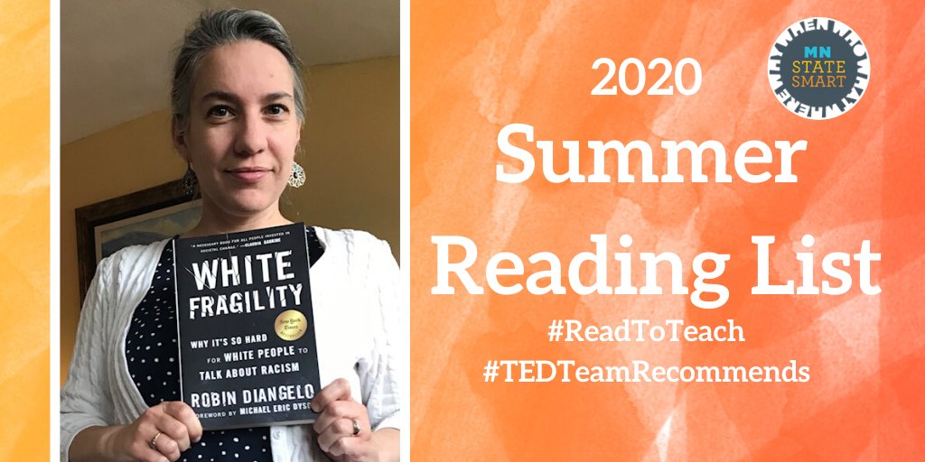 HistoryEdMNHS's tweet photo. Read with the @mnhs Teacher Ed Team this summer with our #ReadToTeach book list!
To kick us off, @jessellison shares her pick, "White Fragility: Why It's So Hard for White People to Talk About Racism." A must-read, now more than ever. #TEDTeamRecommends
https://t.co/nHGrQa8mfV https://t.co/GIeT9MCmoT