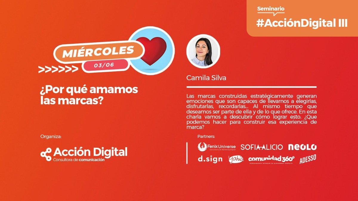 accion__digital's tweet photo. Largamos en el 3 día de la 3 edición de #AcciónDigital, esta vez con la diseñadora Camila Silva! https://t.co/b6zC9AdCsN