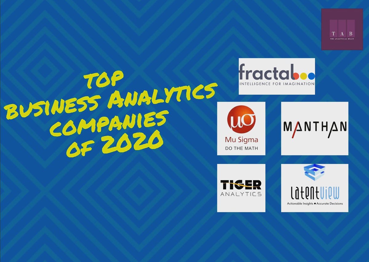 BrainAnalytical's tweet image. Best companies to work in if you are planning to make a move towards a career in #BusinessAnalytics. Let TAB help you with a fresh start in #Analytics industry.

#DataForLife