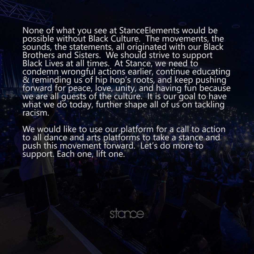 stanceelements's tweet image. None of what you see at StanceElements would be possible without Black Culture.  The movements, the sounds, the statements, all originated with our Black Brothers and Sisters.  We should strive to support Black Lives at all times.