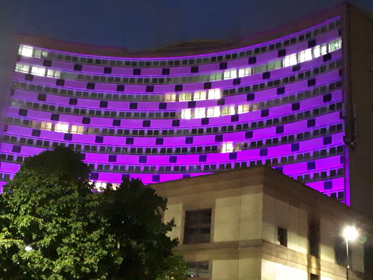 Merton Civic Centre in Morden lit up in purple in <a href="/Merton_Council/">Merton Council</a> show of solidarity in the wake of the murder of George Floyd. We stand with Mayor Frey of Minneapolis and the people of his city during this very difficult time
#BlackLivesMattter
