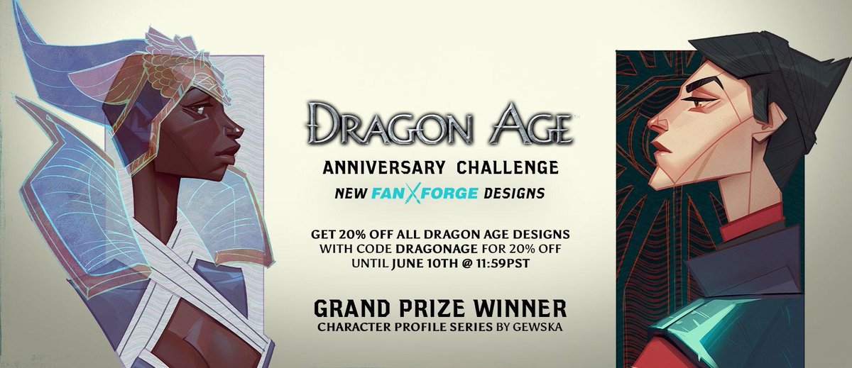 Super excited to promote Dragon Age Fan Forge! 🐉

Fan Forges are contests run by artists, the best designs win awesome prizes and have their designs printed on merch where they make a commission of each piece sold!

Check out the previous winner designs: bit.ly/Jack_Daw_Drago…