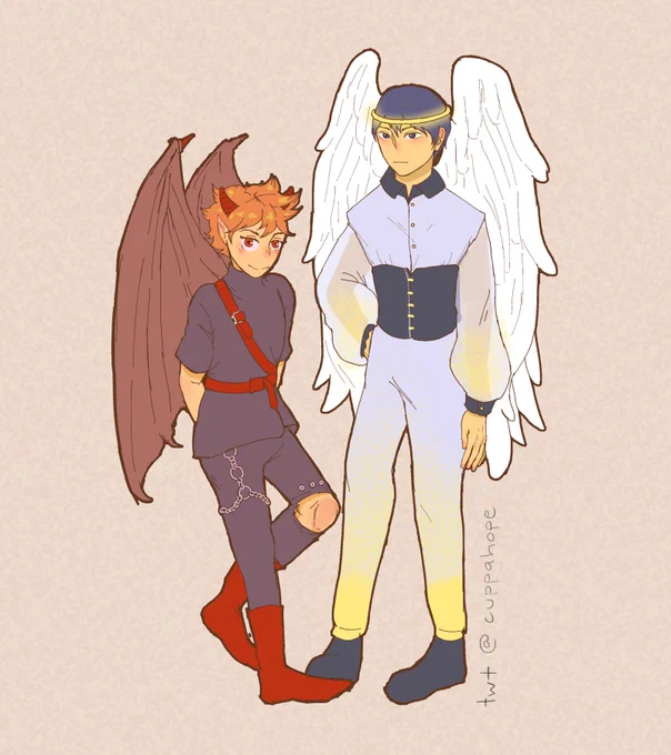 #KAGEHINA: au where hinata's too good to be a demon and kageyama's too bad at being an angel ??

#haikyuu #fanart 