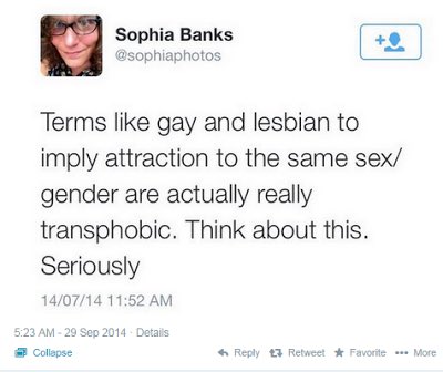 exclusive same-sex attraction (so homosexuality itself) is "transphobic;” that lesbians/gay men must accept str8 men as lesbians & str8 women are gay men, incl having sex w/ them, IOT respect their "gender identity;" that said str8 ppl belong in our spaces. This is absurd. 9/9