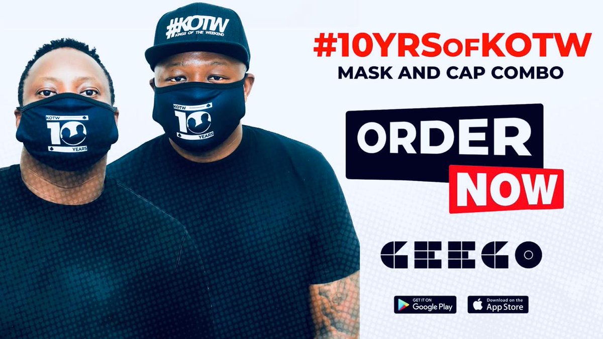 SPHEctacula's tweet photo. Drip Alert! #10YrsOfKOTW MASK and CAP combo now for sale on your favourite lifestyle app #GeeGo. Buy now at https://t.co/4KHNPtUSQF or simply find the app on the App Store now and order this fire combo! https://t.co/WOEHac1ncv