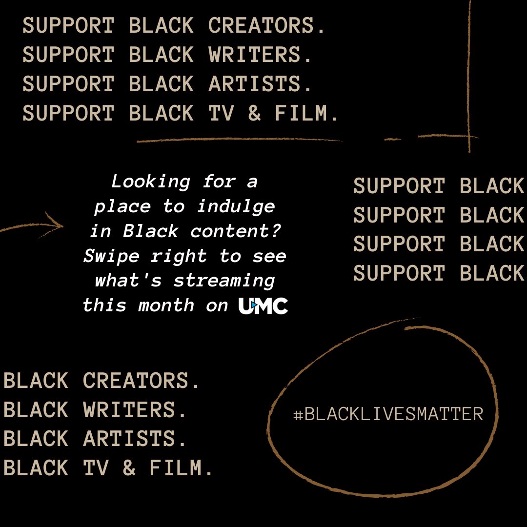 WatchALLBLK's tweet photo. Support Black Creators.⁣⁣
Support Black Writers.⁣⁣
Support Black Artists. ⁣⁣
Support Black TV &amp; Film.⁣⁣
⁣⁣
Looking to indulge in Black content? Swipe to see what’s new this month on UMC. ⁣⁣
⁣⁣
#ThisIsWhatWeDo #WatchUMC #StreamBlackBetter https://t.co/jlV0KsfDA7