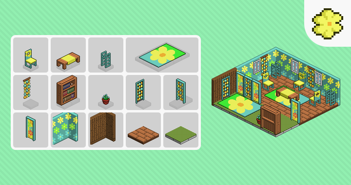 denedox's tweet photo. The Giddy Flower collection was created when we were trying to get a new artist to match the TRB style. It simultaniously was befitting of the spring season at the time.

#Denedox #Terabey #trb #sandbox #isometric #pixelart #gamedev #indiegamedev #indiedev https://t.co/L9kIFeCPbq