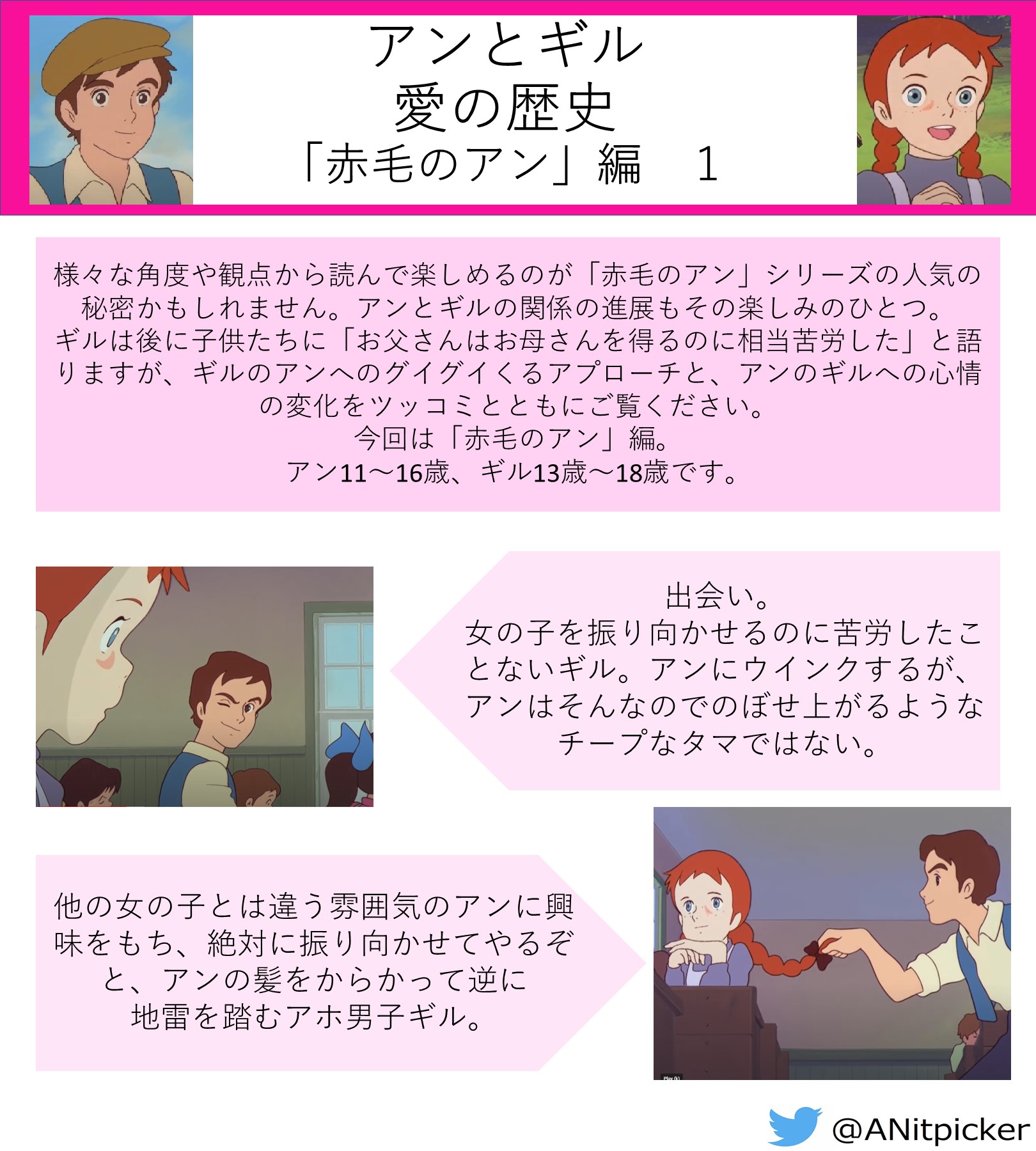 Dr Kaymi Anne Of Green Gables Nitpickers Club 赤毛のアン は 色んな楽しみ方の軸があるのが大きな魅力 アンとギルの恋の進展を拾って読んでいくの が面白すぎるので まとめ 1 7 作ってみた この二人 最初からお互いへの吸引力が半端ない Dr Kaymi Anne Of Green Gables Nitpickers Club 赤毛のアン は 色んな楽しみ方の軸があるのが大きな魅力 アンとギルの恋の進展を拾って読んでいくの が面白すぎるので まとめ 1 7 作ってみた この二人 最初からお互いへの吸引力が半端ない