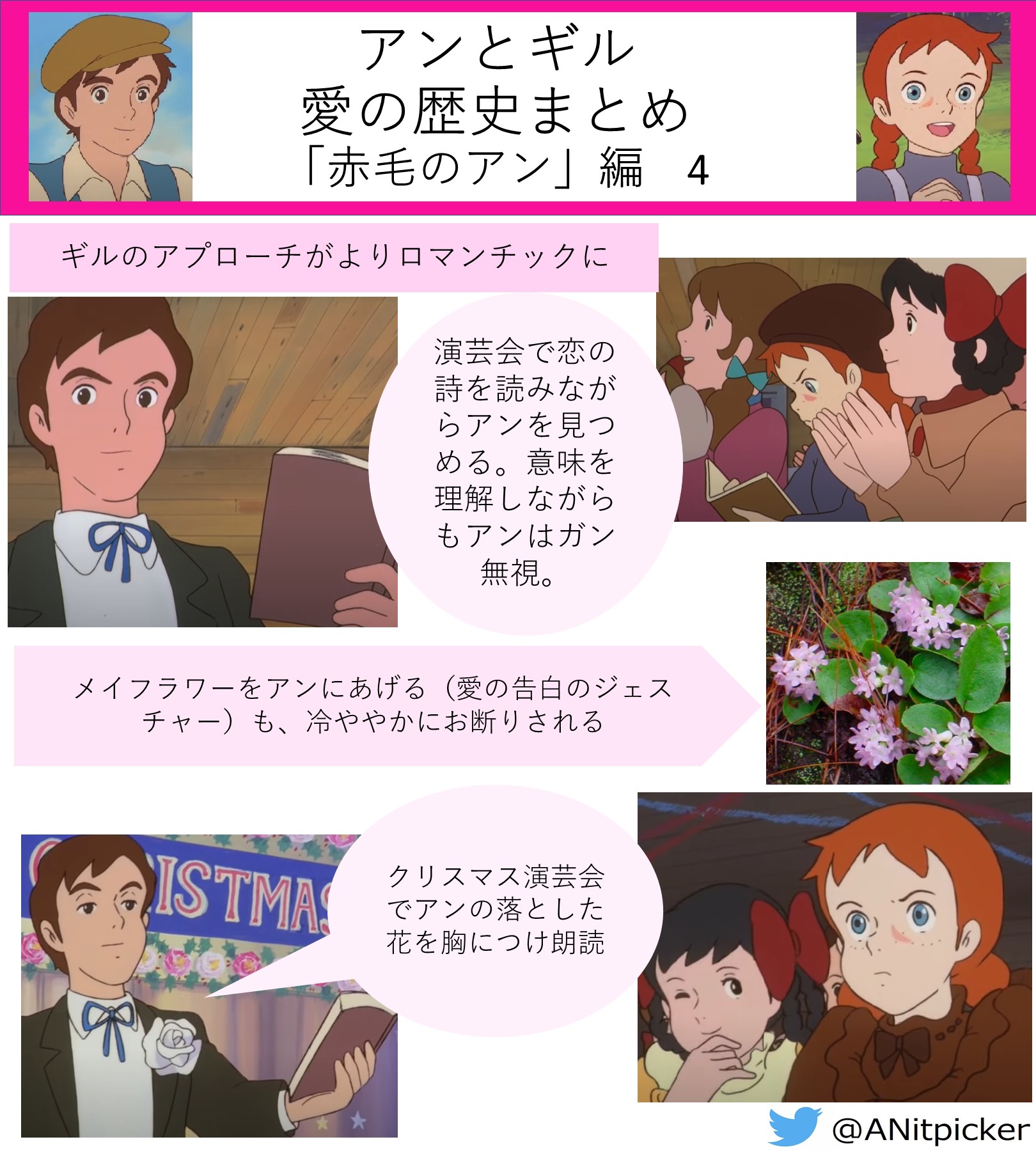 Dr Kaymi Anne Of Green Gables Nitpickers Club 赤毛のアン は色んな楽しみ方の軸があるのが大きな魅力 アンとギルの恋の進展を拾って読んでいくのが面白すぎるので まとめ 1 7 作ってみた この二人 最初からお互いへの吸引力が半端ない