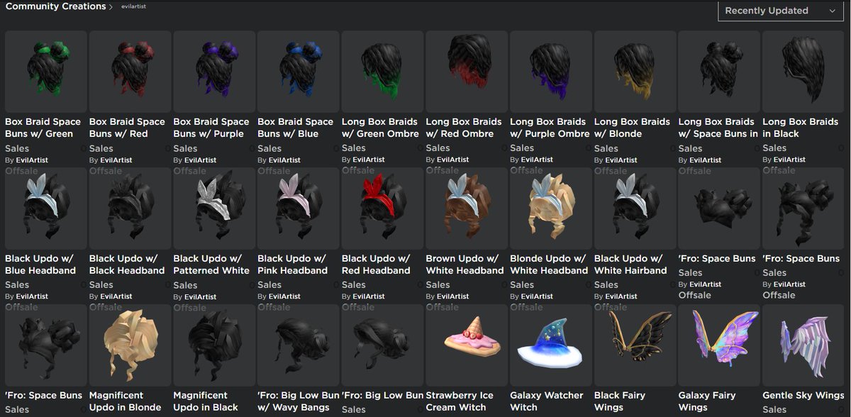 Evilartist On Twitter Make Sure To Favorite The Ones You Want On Sale Quicker They Will Be Priced At 80 Robux Like The Others In My Fro Series Robloxugc Roblox Https T Co Edyxzcjyio - white bow to my braids roblox
