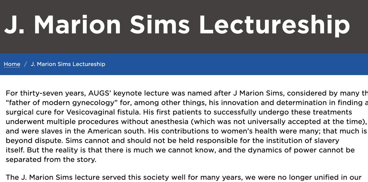 Also, there is a strong precedent for renaming (or terminating) lectures that are named after people whose values we do not share today. An example from gynecology: Sims performed surgery on slaves w/o anesthesia; Sims lecture was terminated a few yrs ago. Makes sense to me. 9/