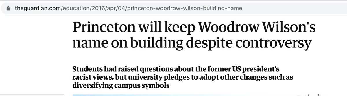 Another person said that the lecture name should not change because, in 2016, Princeton University did not change the name of the Woodrow Wilson building, despite his racist views. Princeton is a leader in a lot of ways, but I don’t think this is one of those ways. 14/