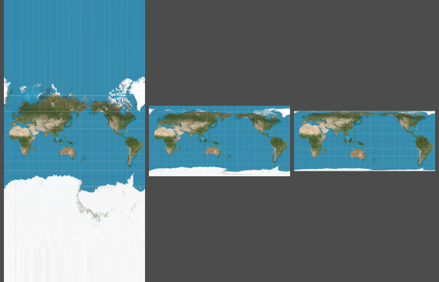 さゆぬ Auf Twitter 左から順に 正角円筒図法 メルカトル図法 正距円筒図法 方眼図法 正積円筒図法 標準緯線 30