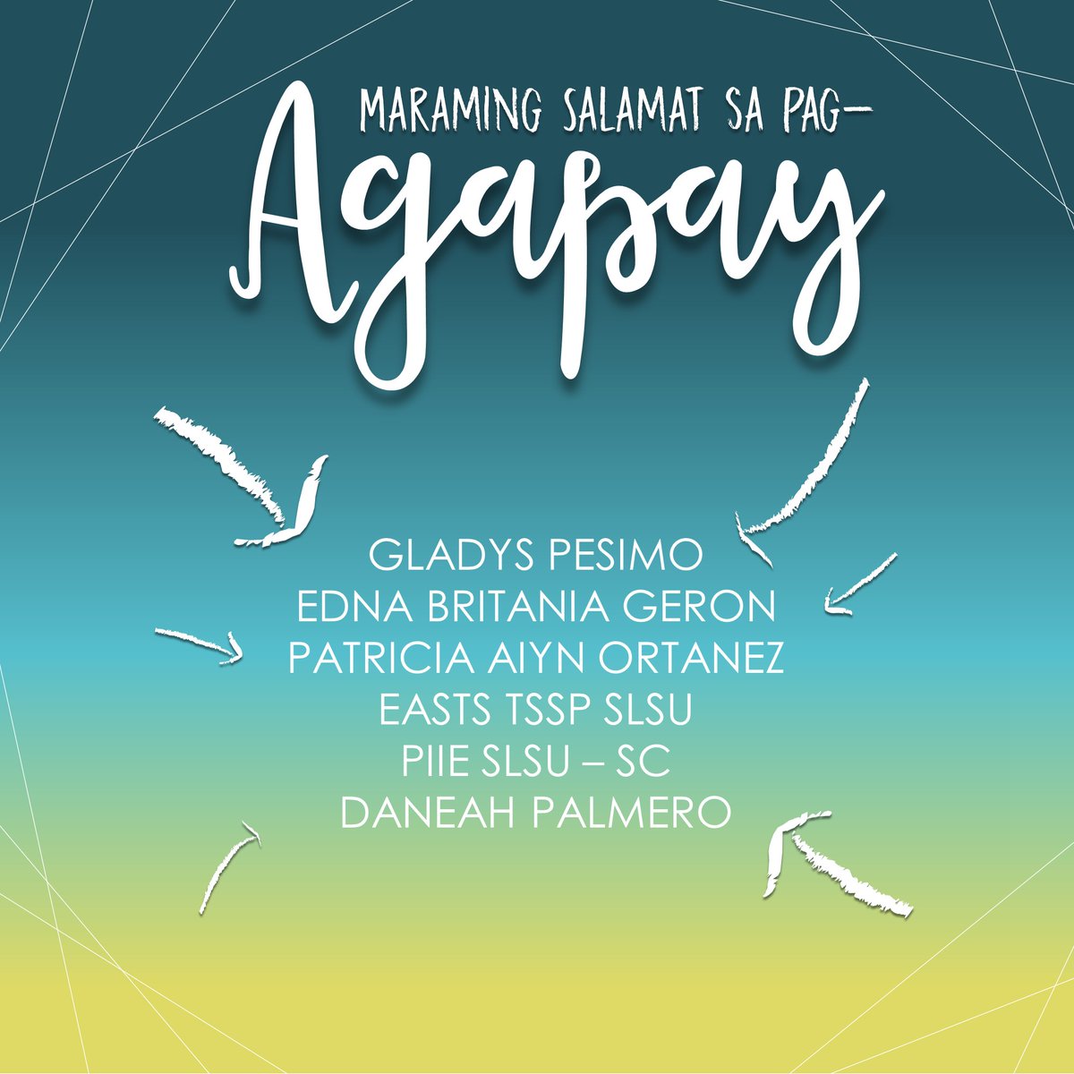PIIESLSU's tweet photo. Kaibigan, Salamat sa Patuloy na Pag-Agapay!

#PamIElyangNagkakaIEsa
#ORSPamilya
#MayAagapay
#LeaveNoStudentBehind https://t.co/UBRYzbs1my