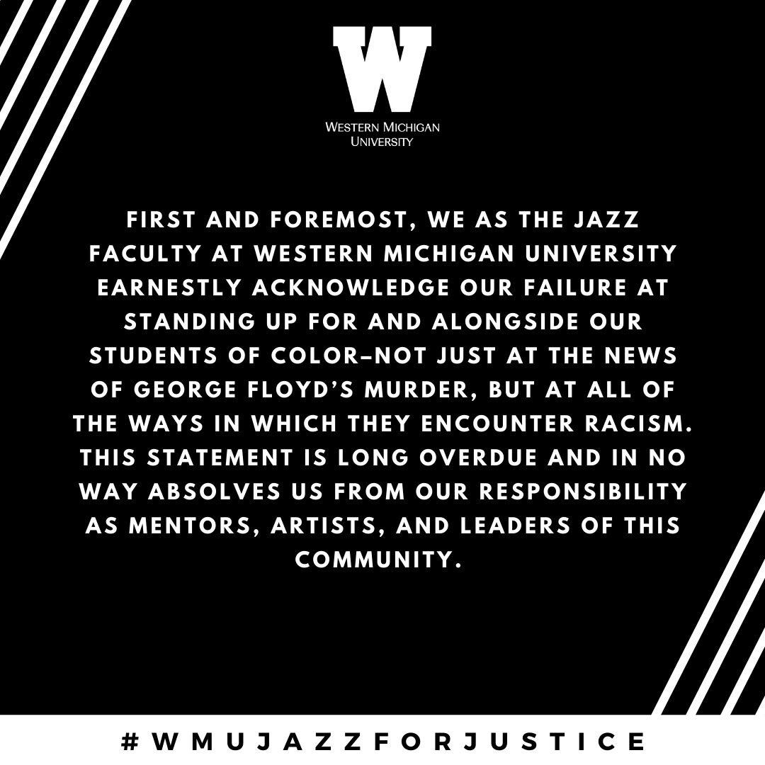 WMUJAZZSTUDIES's tweet photo. #wmujazzforjustice
#blacklivesmatter
#JusticeForGeorgeFloyd
#WeWillNotBeSilent
#blackamericanmusic
#broncosforBLM https://t.co/9NZ5RAxFe8