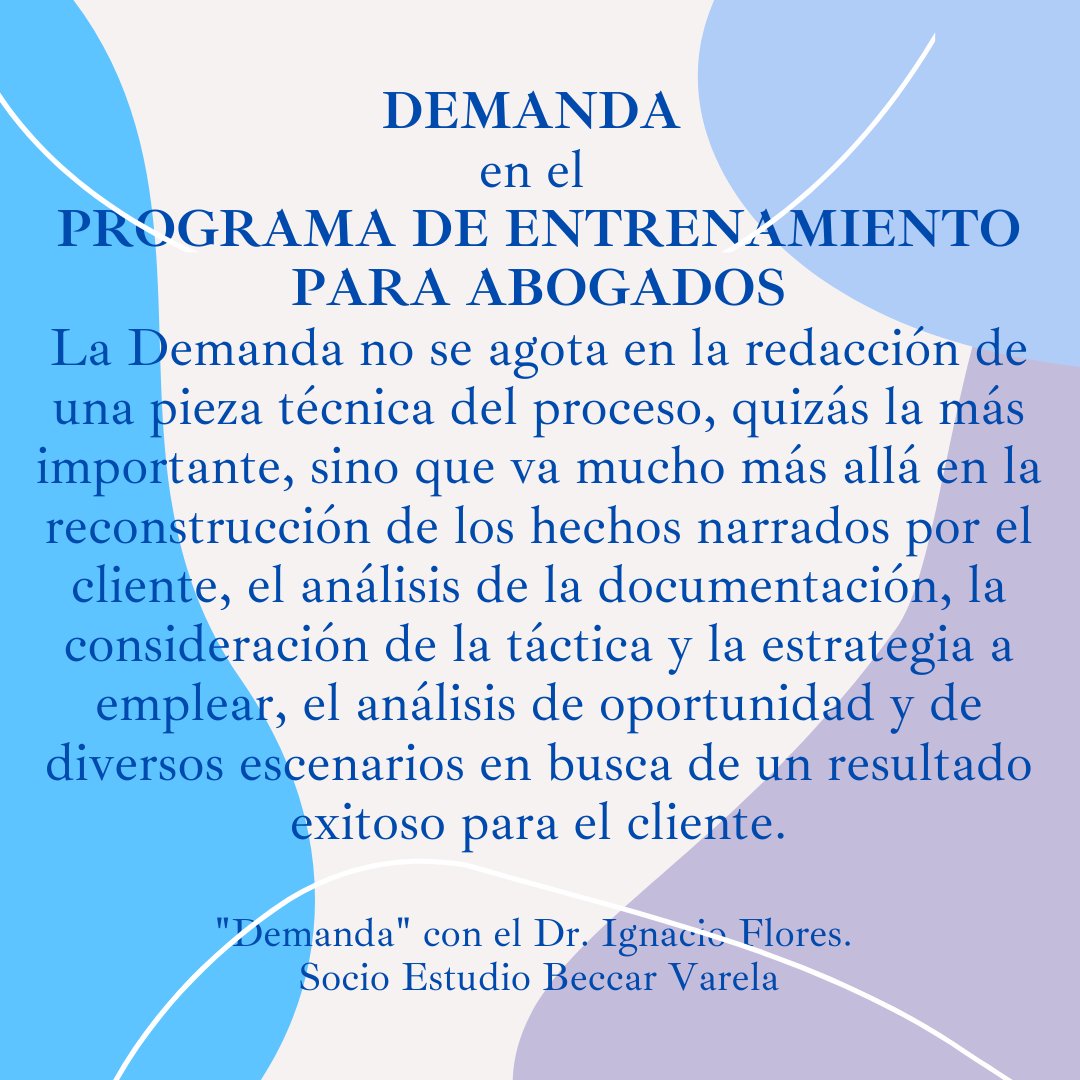 EABA_4_0's tweet photo. DEMANDA
en el PROGRAMA DE ENTRENAMIENTO PARA ABOGADOS.
#PEA #PEA2020 #PEAADistancia #PEA40Años #PEAUB #PEAAbogaciaPractica #Demanda #ProcesoJudicial @FORESJUSTICIA https://t.co/I2JzuV2aoz