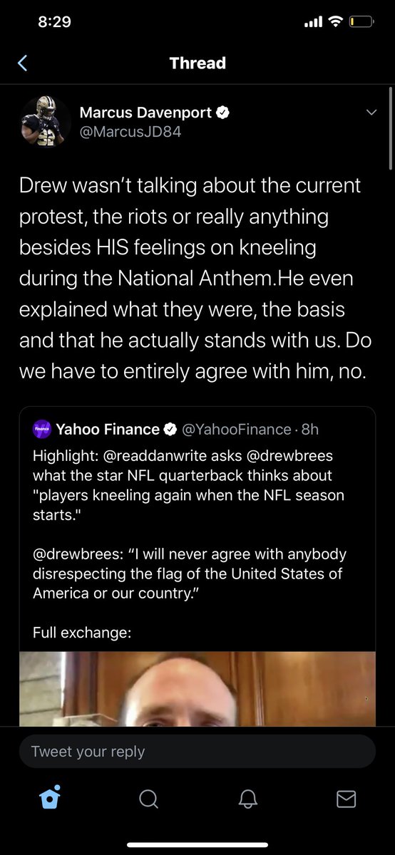 Marcus Davenport Yes, there are coons in your sports too baby! There are all kinds of yt racist up under this post getting they life from this !I’d rather drive off the interstate backwards than align with them yt folks! And I’m still kneeling. F that flag
