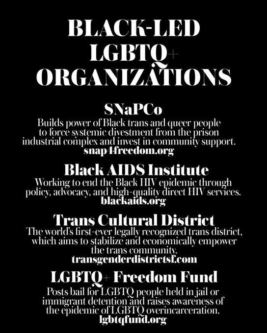 Check out, support, and donate to these Black-led LGBTQ organisations! Links below:  https://t.co/qQSJWqZj88 https://t