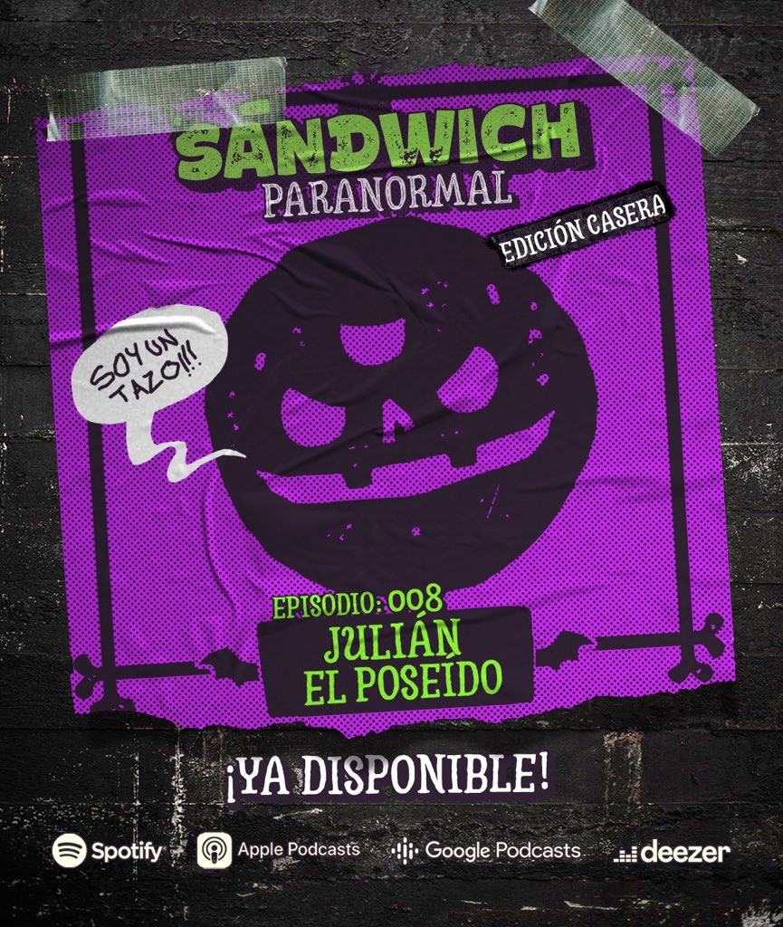 sssandwich666's tweet photo. Ya pueden escuchar el octavo episodio, donde disfrutaremos de una suculenta pizza histérica, cortesía de Julián Navejas del grupo Enjambre.
Encuéntrenlo en su plataforma favorita!
#sandwichparanormal #PanicoSatanico https://t.co/aDjKUXKTKB