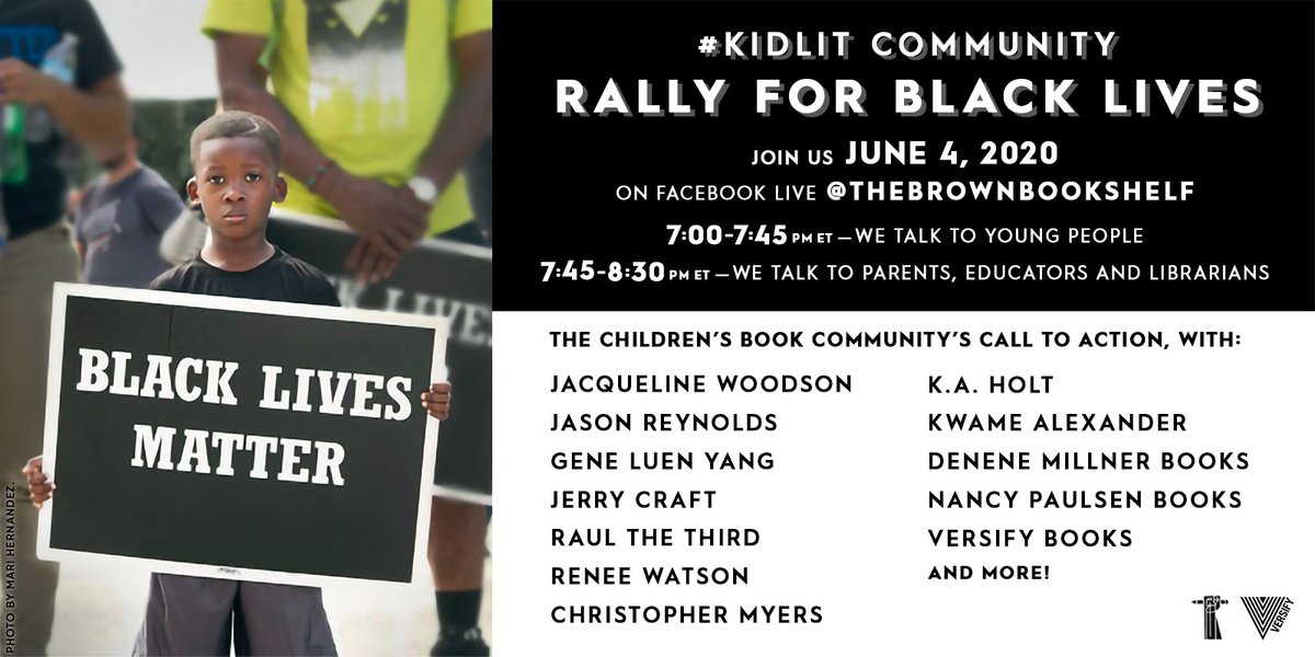 B/c I care about young readers and I want them to believe their future offers more than pain, I will be speaking at tomorrow's #KidlitCommunity rally for Black lives. Will you be there?