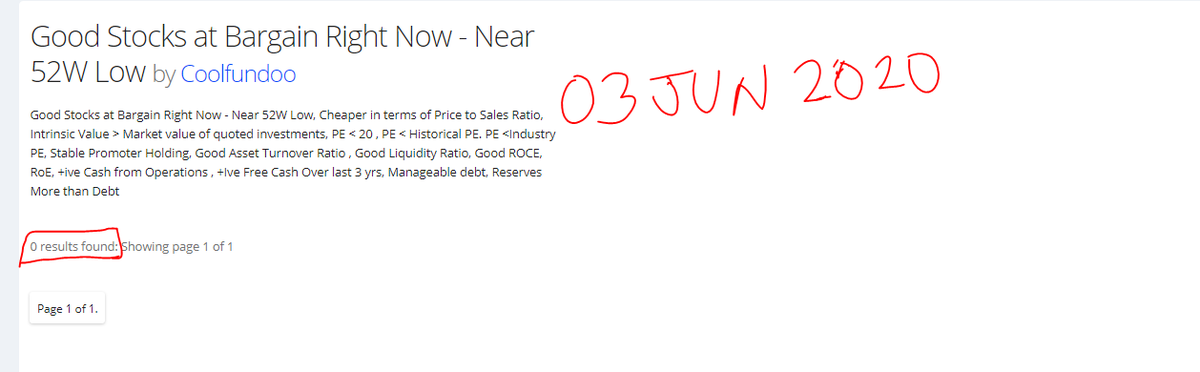 Coolfundoo's tweet photo. Good Stocks at Bargain Right Now-Near52WLow
2nd Upd- 03Jun2020
#BargainStocks #52Wlow
- Sundaram Fasteners, Tech Mahindra, Suprajit Eng, Nilkamal Ltd
+ 0
ZERO stocks. Last upd - 21May2020.
All bargains are gone in 2 wks.Hope you picked some of them.
https://t.co/Q8NOyol0uu https://t.co/JebpkdJ0Qt