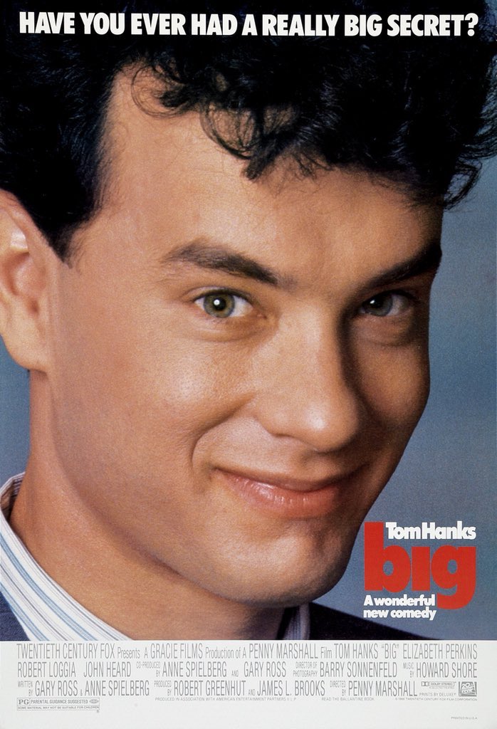 FilmNewsNos's tweet photo. 🎬MOVIE HISTORY: 32 years ago today, June 3, 1988, the movie 'Big' opened in theaters!
#TomHanks #ElizabethPerkins #RobertLoggia #JohnHeard #JaredRushton #DavidMoscow #JonLovitz #MercedesRuehl #JoshClark #DebraJoRupp https://t.co/rREv2hpAGc