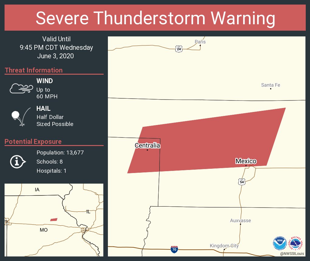Severe Thunderstorm Warning including Mexico MO, Centralia MO until 945 PM CDT NWS St. Louis