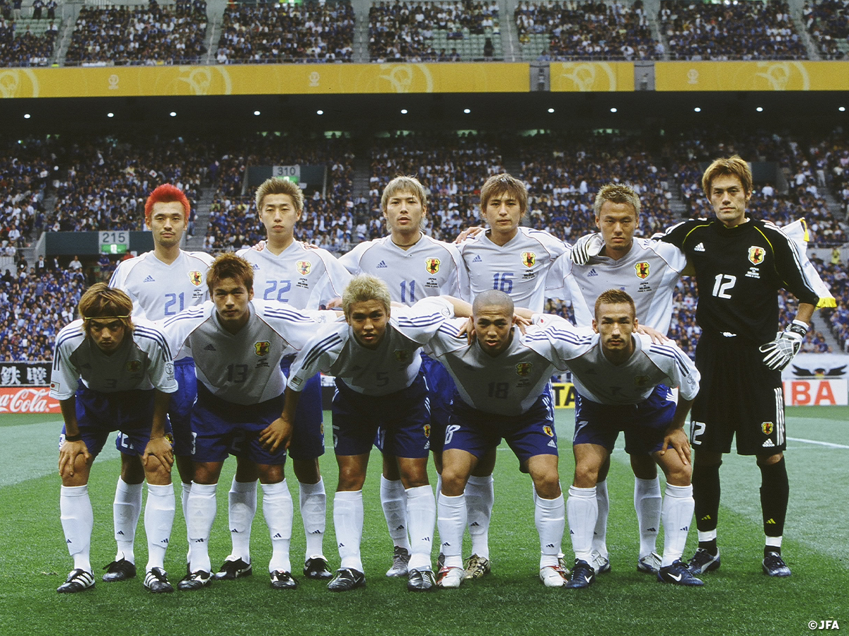 サッカー日本代表 Onthisday 02 6 4 日本代表 楢﨑正剛 松田直樹 森岡隆三 71 宮本恒靖 中田浩二 市川大祐 戸田和幸 小野伸二 64 三都主アレサンドロ 中田英寿 稲本潤一 鈴木隆行 68 森島寛晃 柳沢敦 監督 トルシエ