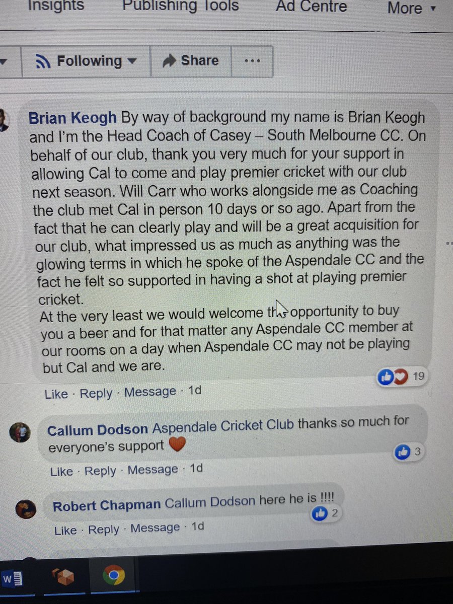 PaulAmy375's tweet photo. Casey South Melbourne CC coach Brian Keogh is a class act. He’s chuffed to have recruited Cal Dodson from Aspendale, and pleased Aspy is supporting Cal’s move. So he writes the club a note of thanks ...👏 https://t.co/4zJrh6BqZ7