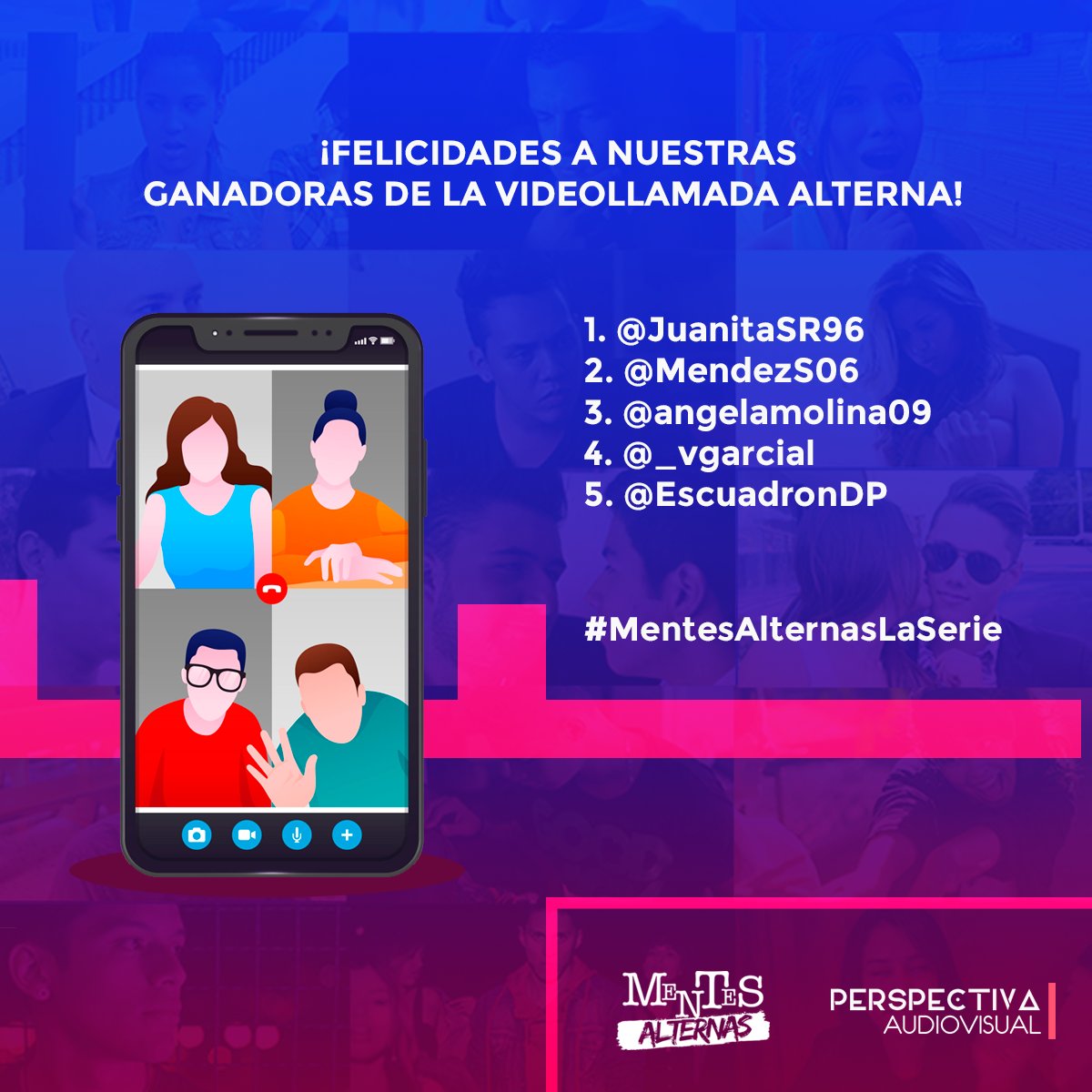 mentes_alternas's tweet photo. Luego de un análisis detallado ya tenemos a las 5 ganadoras de nuestro concurso de la #MaratonMentesAlternas. Pronto nos estaremos comunicando con ustedes a través de Twitter para organizar la fecha y horario de este momento especial con el elenco... y sí incluye sorpresas 😜📞📲 https://t.co/LfBlonNULc