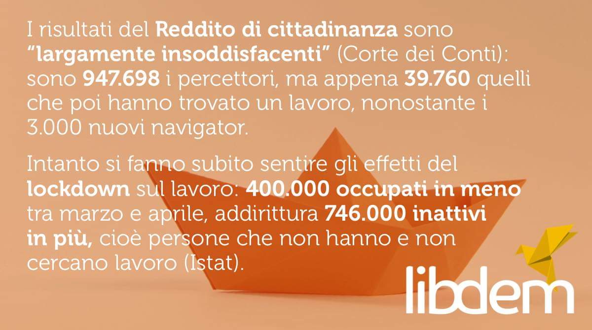 Libdem19's tweet photo. Con il #Reddito_di_cittadinanza dicevano di aver abolito la #povertà. E invece, a distanza di un anno, il Rapporto della Corte dei Conti smonta il provvedimento grillino: i risultati del Rdc sono "largamente insoddisfacenti". Su FB https://t.co/dTLFvk6o5Q https://t.co/SK0WuLG3RI