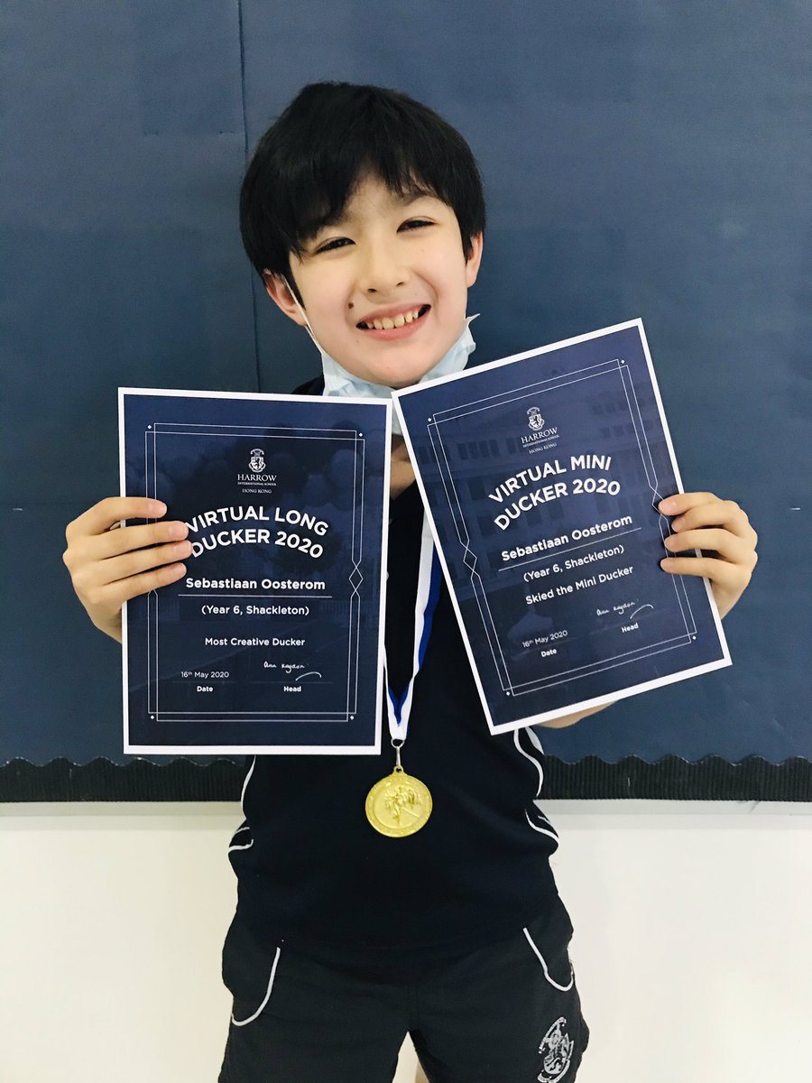 HHKSShackleton's tweet photo. Congratulations to Christiaan and Sebastiaan for inspiring the other #boysofshackleton and deservedly winning the Most Creative Ducker Award for skiing the Long Ducker! #boysofhonour @Harrow_HK @HeadHarrowHK #LeadershipForABetterWorld https://t.co/LLp6SsZWOn