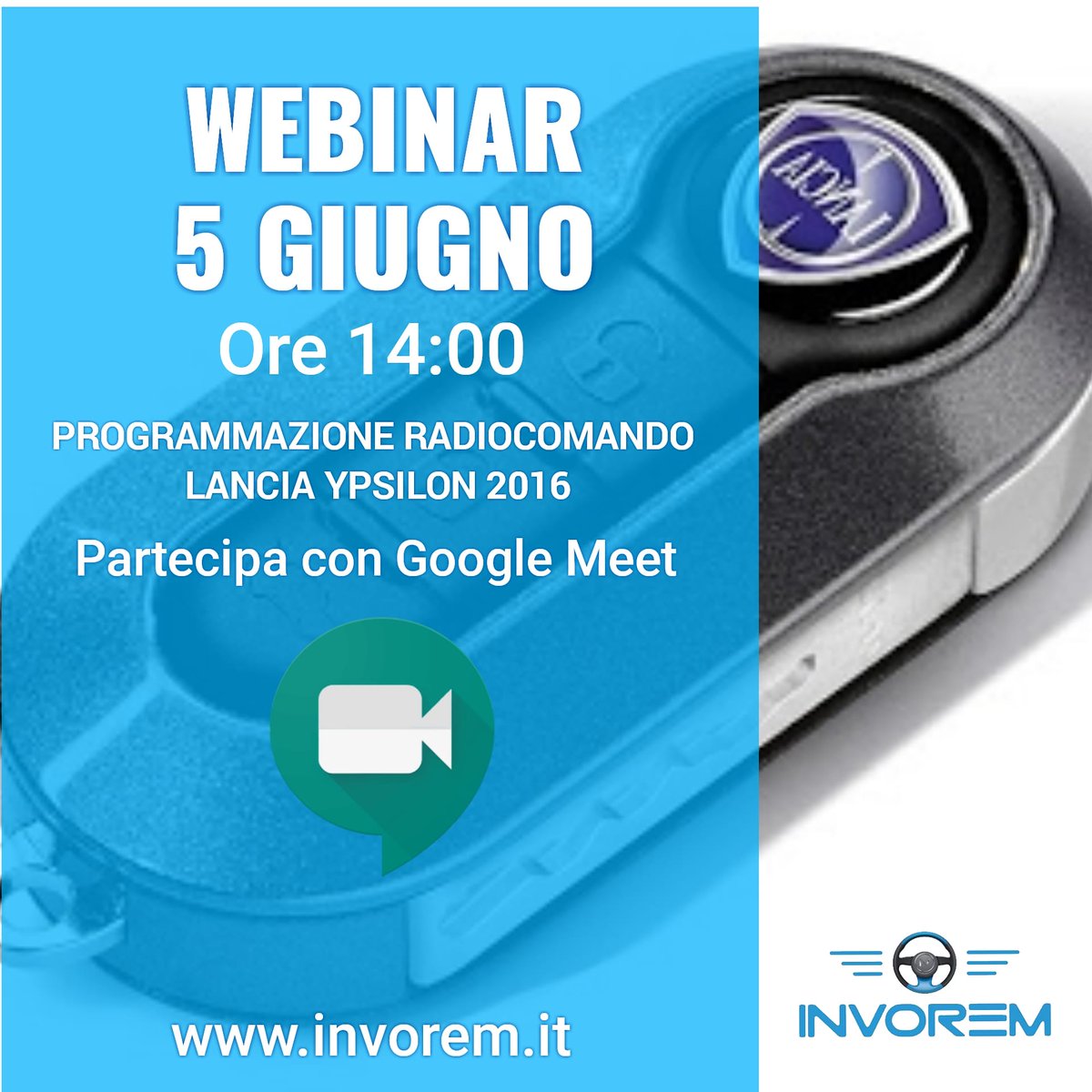 InvoremSrl's tweet image. Ci Siamo!!!!💯💻🚘
Domani inizia il primo dei 4 Eventi di Giugno organizzati dallo Staff Tecnico di #Invorem🇮🇹
Ricordati di collegarti 10 minuti primi dell'inizio dell'evento, così potrai testare la tua connessione.
Accedi al link del webinar con il tuo account Google.
