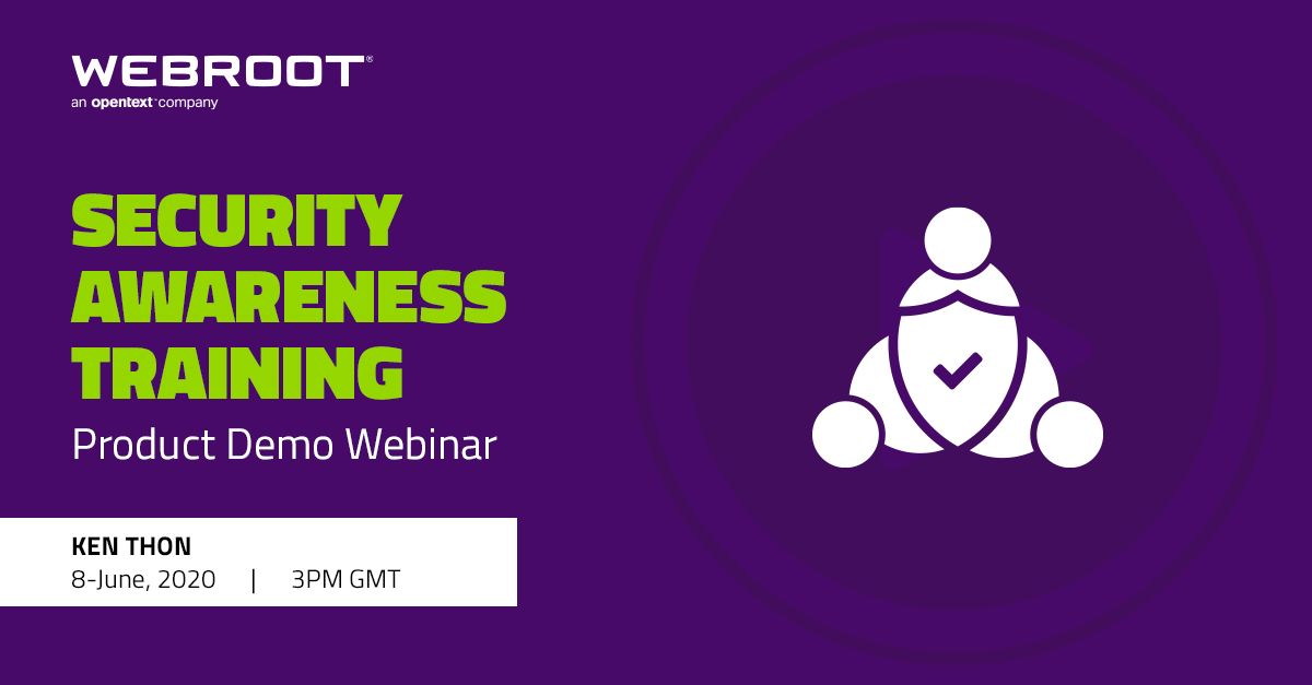 Webroot's tweet photo. Learn how #Webroot Security Awareness Training bolsters defense against #phishing attacks. Sign up for the webinar at https://t.co/WwlTCxVVvH

#securityawarenes | #datasecurity https://t.co/0rjCWF8BWI