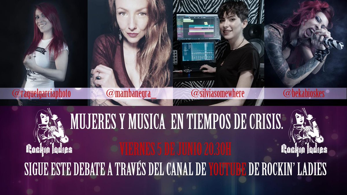 SaraMBDaCunha's tweet image. Mañana gracias a Proyecto Rockin' Ladies estaremos un ratejo por Youtube para hablar de mujeres y música en tiempos de crisis. Es viernes noche, no tenéis excusa !

#RFHPhotography @Paris_Lakryma @vulturstudio 
@RedHotProd @mambarecords1 

#letthereberock