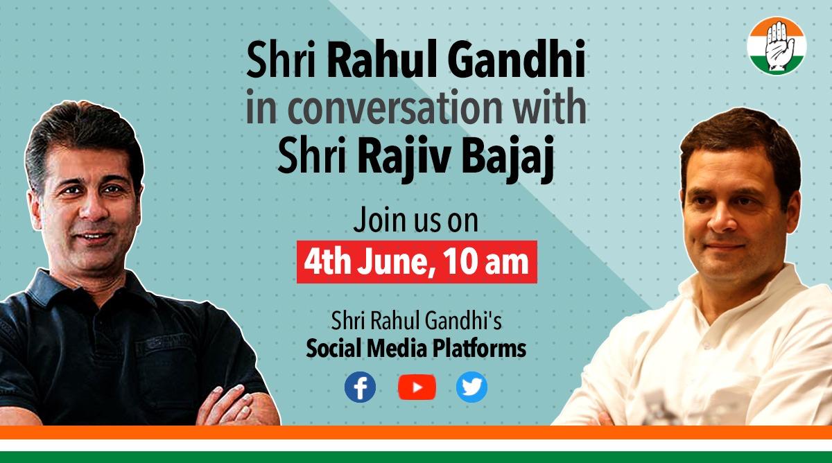Watch Shri. @RahulGandhi
in conversation with Shri. Rajiv Bajaj. 
#RahulSpeaksForIndia
