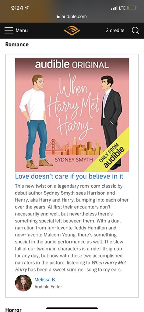 ohgoditsmatthew's tweet photo. I just saw this book on Audible, and I literally just screamed. #WhenHarryMetHarry https://t.co/YU16m28Mf3